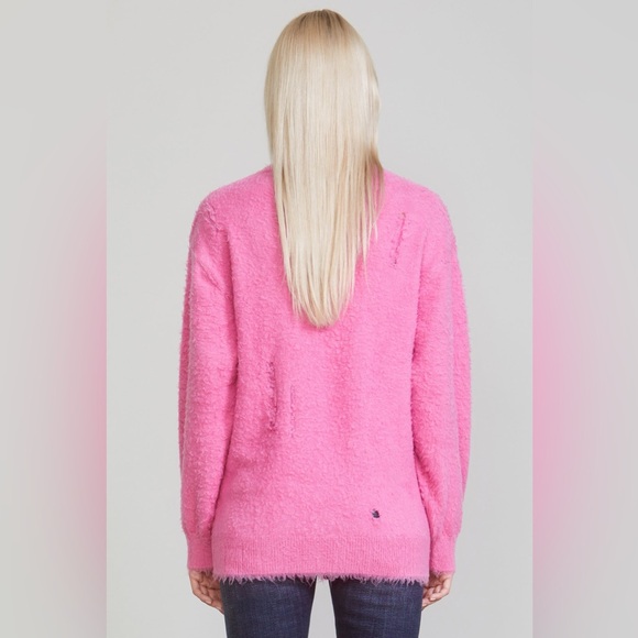R13 | Shaggy Oversized Distressed Edge Cardigan - Pink - Picture 5 of 10